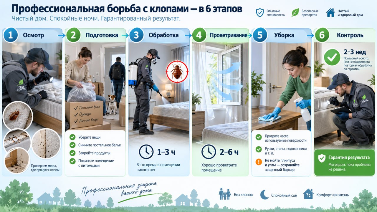 Этапы профессиональной дезинсекции от клопов
